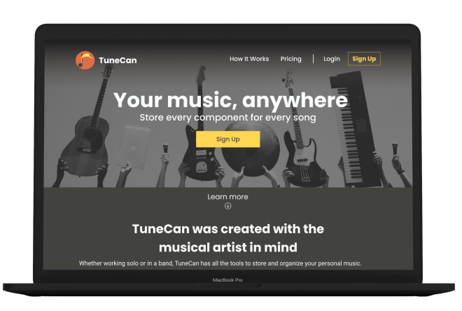 TuneCan homepage on a laptop