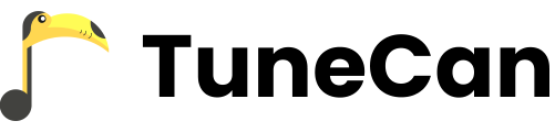 Colored logo of TuneCan with word TuneCan in its Branding font.